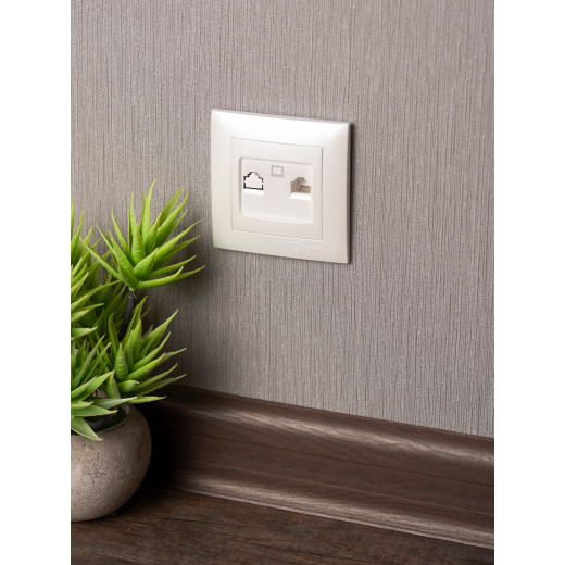 Валенсия лицевая панель розетки RJ-45 1-местная жемчуг EKF PROxima