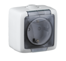Hegel Альфа IP44 наруж Белая РА16-211 Розетка с/з, брызгозащищенная