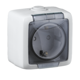 Hegel Альфа IP44 наруж Белая РА16-211 Розетка с/з, брызгозащищенная