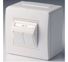DKC Brava Коробка в сборе с 2 розетками RJ45, кат.5е  (телефон / компьютер), белая