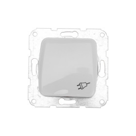 KRANZ DEA Розетка 1-ая керамика с/з с крышкой с/у 16А мех. Бел