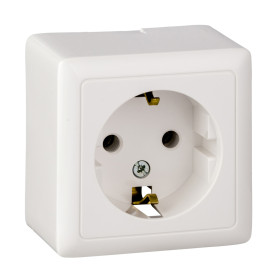 Systeme Electric ХИТ наруж Бел Розетка с/з без шторок, 16А, 250В