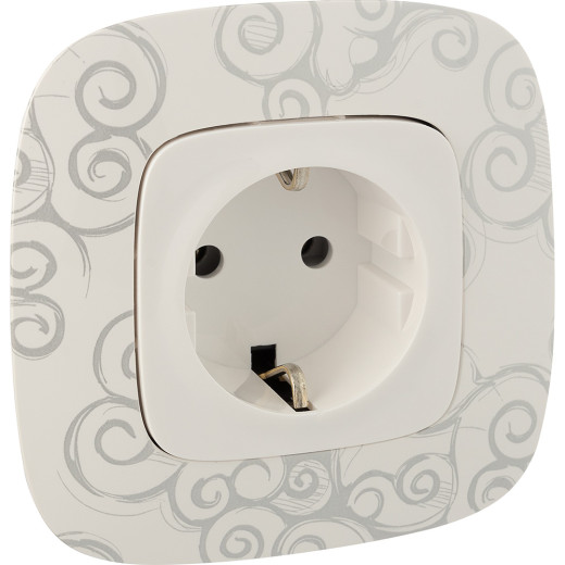 Valena ALLURE.Силовая розетка 2К+З 16А 250В с лицевой панелью.Безвинтовые зажимы.Белая