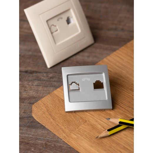 Валенсия лицевая панель розетки Phone 1-местная сталь EKF PROxima