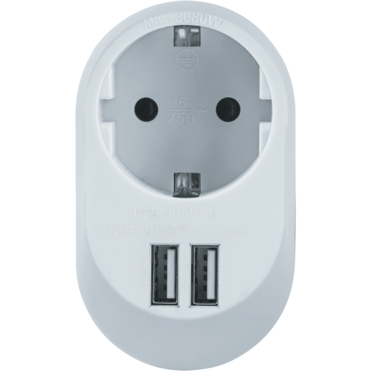 Адаптер Navigator 61 454 NAD-USB01-1E-C-WH с/з 1 гн. USB3.4A