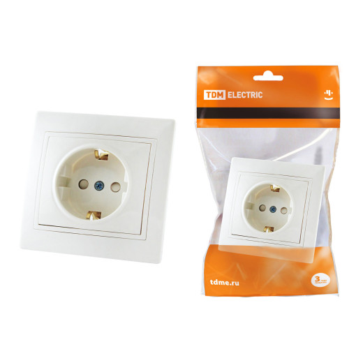 Розетка 2П+З с защ. шт. 16А 250В (основание керамика) белая 