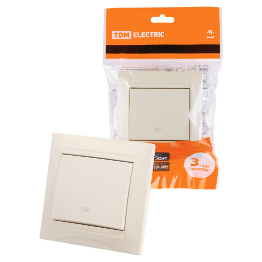 Перекрестный выключатель 1-кл. 10А сл. кость 