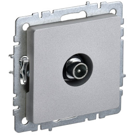 IEK BRITE BASE Алюминий Розетка TV прох РТВ10-0-БрА