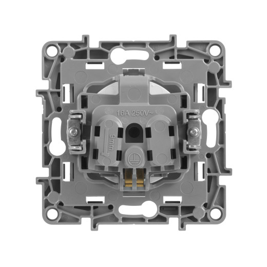 Розетка с заземлением - Legrand Etika - со шторками 16А 250В винтовые зажимы - алюминий