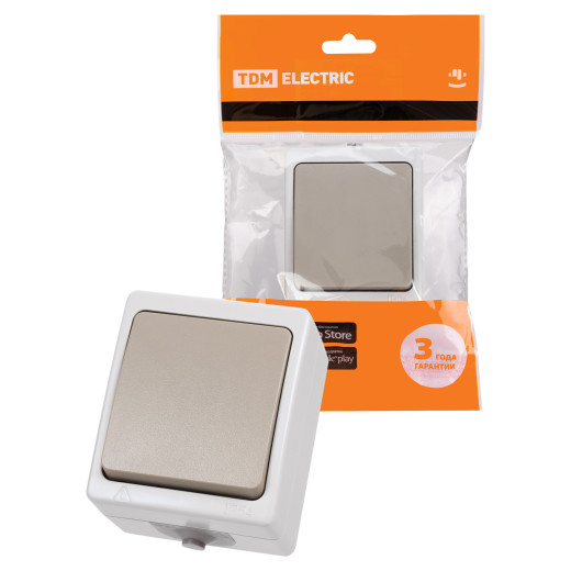 Выключатель 1-кл. открытой установки IP54 10А серый 