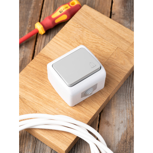 Мурманск Кнопка звонка 1-клавишная 10А IP54 серая EKF