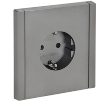 IEK FORTE&PIANO Сталь Розетка с/з со шт безвинтовое крепление 16А FP513