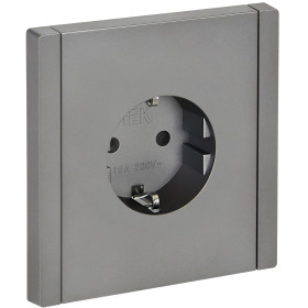 IEK FORTE&PIANO Сталь Розетка с/з со шт безвинтовое крепление 16А FP513