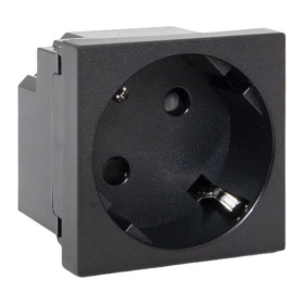 EKF Розетка 45х45 с зазем. 45 градусов, быстрозажимные клеммы, черная, матовая.