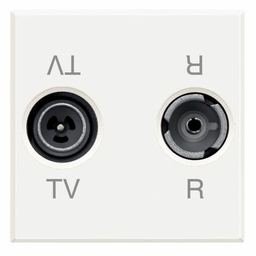Axolute Двойная коаксиальная оконечная розетка для TV и радиосигнала, 2 модуля, цвет белый