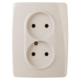 ЭРА Розетка Серия 12 12-2117-02 двойная без заземления 2X2P 16A-250В IP20 винт слоновая кость