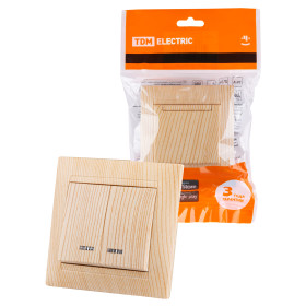 TDM Выключатель 2 кл. с подсветкой 10А сосна 