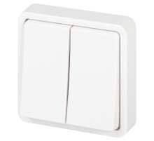 ЭРА Переключатель Эксперт 11-1526-01 двойной IP55 10АХ-250В СУ белый