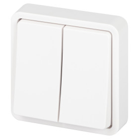 ЭРА Переключатель Эксперт 11-1526-01 двойной IP55 10АХ-250В СУ белый