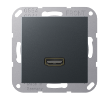 JUNG Антрацит HDMI разъём с несущей платой и накладкой