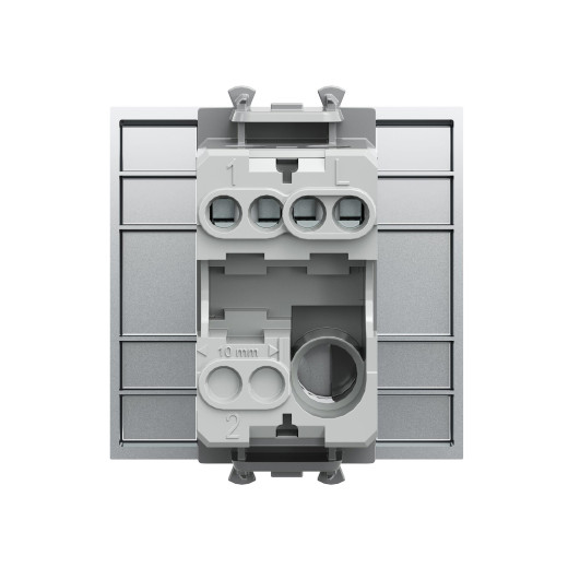 Выключатель одноклавишный модульный, Avanti, закаленная сталь, 2 модуля