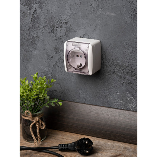 Владивосток Розетка 1-местная 16А с заземлением с прозрачной крышкой IP54 EKF