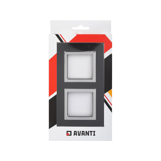 Рамка из алюминия 2 поста (4 мод.), Avanti, черная