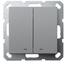 Jasmart G Алюминий Выключатель 2-кл с подсветкой 10A 250V~
