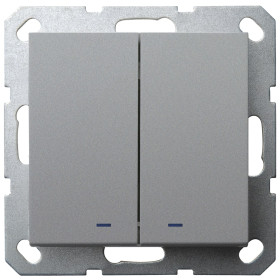 Jasmart G Алюминий Выключатель 2-кл с подсветкой 10A 250V~