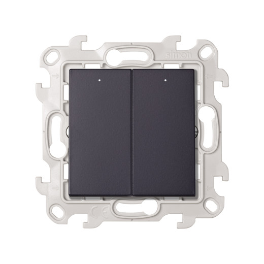 Двухклавишный выключатель с подсветкой, графит