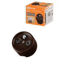 TDM Розетка TV+R+ SAT проходная коричневая «Болонь»