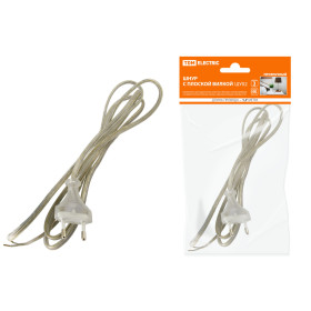 TDM Шнур с плоской вилкой ШУ02 ШВВП 2х0,75мм2 1,7 м. прозрачный