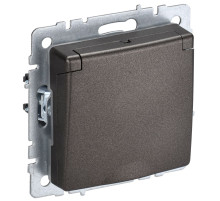 IEK BRITE BASE Темн.бронза Розетка 1-м с/з с защ штор и крыш 16А IP44 РСбш10-3-44-БрТБ
