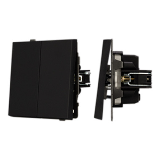 Механизм выключателя двухклавишный непроходной SWT-TENDO-MK02-SFPL-BK (230V, 10A) (Arlight, Матовый черный)