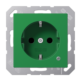 JUNG SCHUKO-розетка с индикацией, зелёная