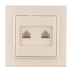 EKF Basic Минск Бежевый Розетка RJ-45+RJ-11, СП.