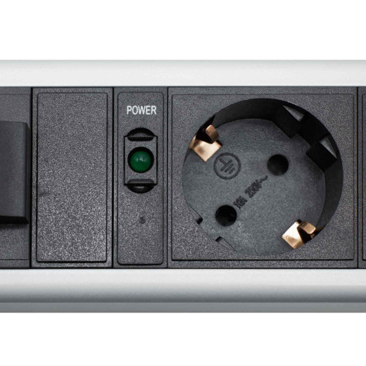 Блок распределения питания (PDU) 0U, 16A c автоматом 1P и амперметром, Вых:6 Schuko, Вх: Schuko