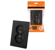 TDM Розетка двойная 2П 10А 250В с защ. шт. черная 