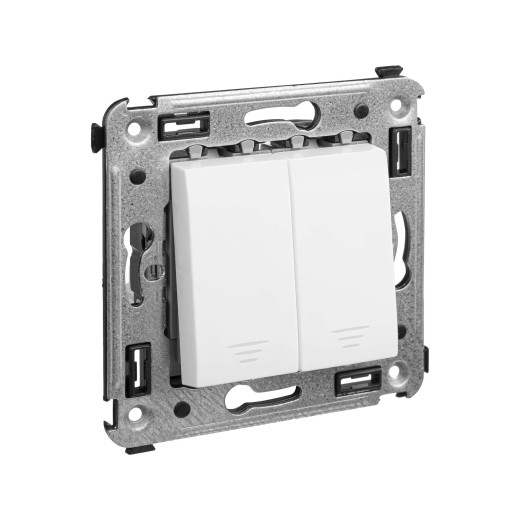 Кнопка двухклавишная в стену, Avanti, белое облако