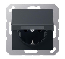 JUNG Антрацит Розетка SCHUKO® с крышкой; термопласт