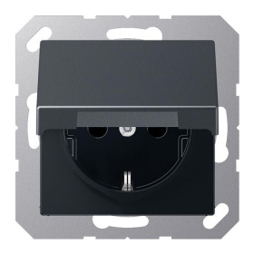 JUNG Антрацит Розетка SCHUKO® с крышкой; термопласт