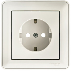 Systeme Electric Wessen 59 Бел Розетка с/з с защитными шторками (в сборе, с рамкой)