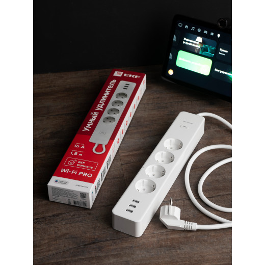 Умный удлинитель c USB Wi-Fi PRO EKF Connect
