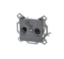 ABB EPJ Levit сталь / дымчатый чёрный Розетка TV-R, проходная, 7дБ, сталь