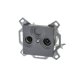 ABB EPJ Levit сталь / дымчатый чёрный Розетка TV-R, проходная, 7дБ, сталь