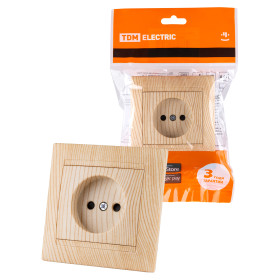 TDM Розетка 2П 10А 250В с защ. шт. сосна 