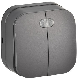 IEK GLORY Выключ. 2-кл. с инд. о/у 10А ВС20-2-1-ХСм сталь м.