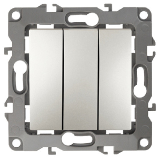 12-1107-15 ЭРА Выключатель тройной, 10АХ-250В, IP20, Эра12, перламутр (10/100/2500)