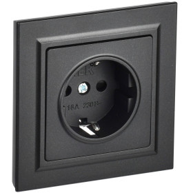 IEK BRITE Черный Розетка с з/к/ш 16А в сборе РСР14-1-0-БрЧ