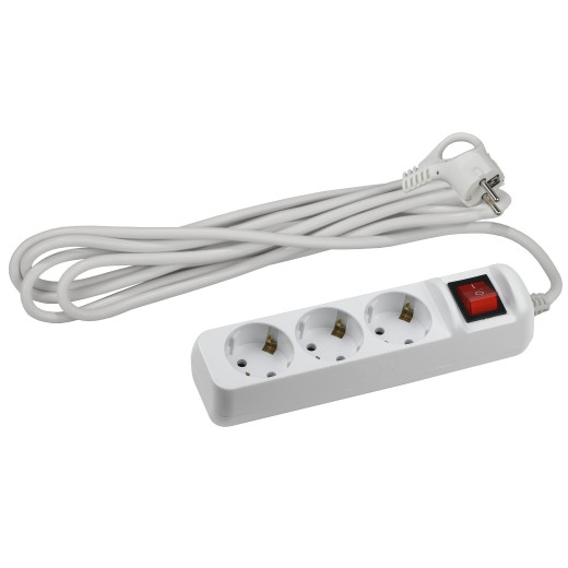 Удлинитель электрический ЭРА  UX-3es-3m с заземлением с выключателем 3 розетки 3 м ПВС 3x0,75мм2 10А